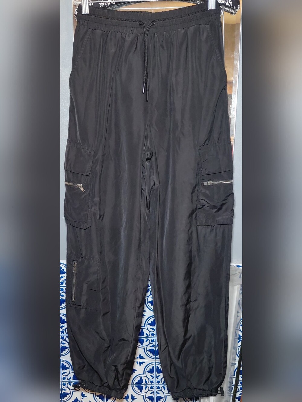 Forever 21 Parachute Cargo Lined Polyester Pants Medium